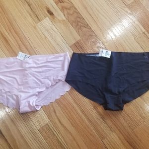 (2) NEW VICTORIA'S SECRET PINK UNDERWEAR PINK & BLACK HIPSTERS SIZE LARGE